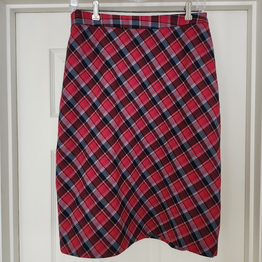 Vintage fossil 1964 holiday Tartan Plaid sparkle party skirt Sz 6 Lurex Shimmer